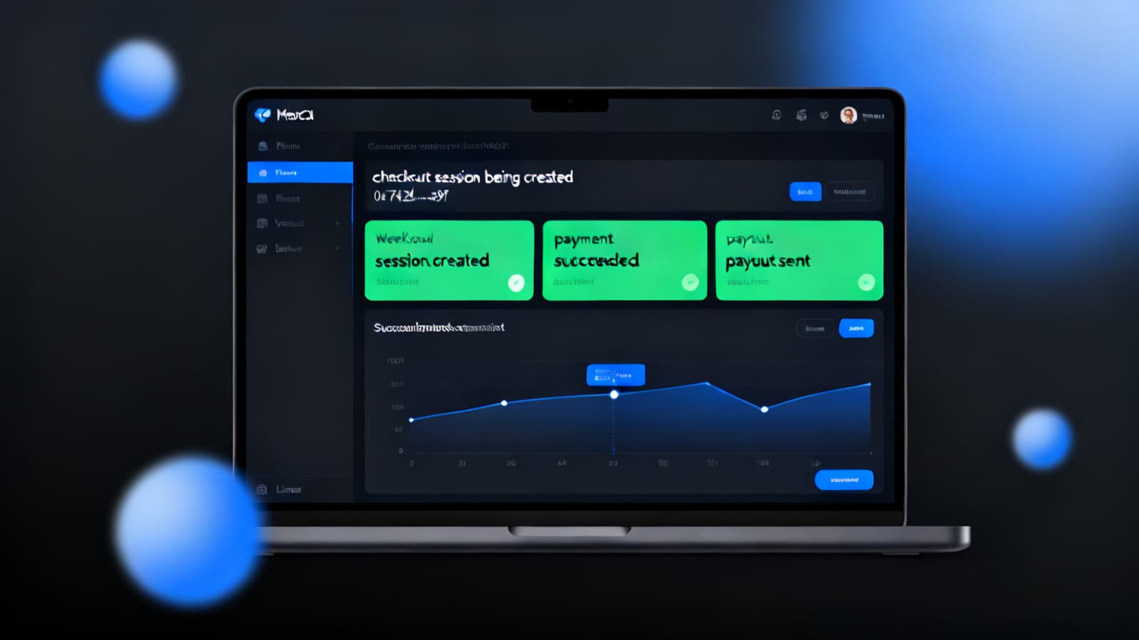 Чистый fintech-дашборд на dual-monitor рабочей станции разработчика: консоль интеграции high-risk payment gateway с approval-rate по транзакциям, routing MCC-кодов и USDC settlement ledger — бэкенд-вид платёжного стека пептидного e-commerce.